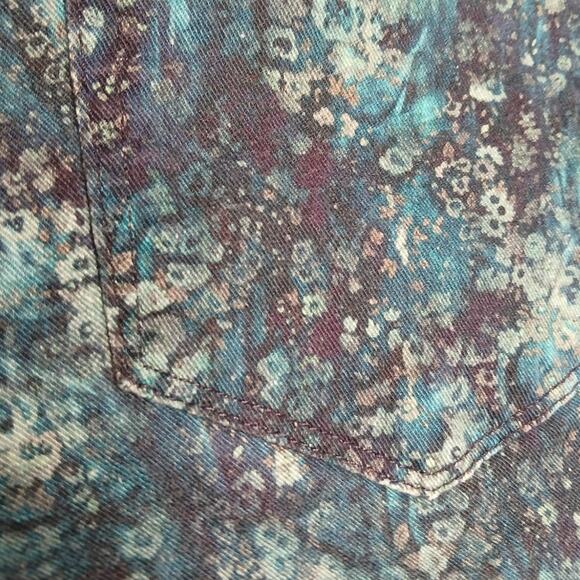 Paige All Over Floral Skinny Skyline Ankle Peg Blue Watercolor Denim Jeans 30 - Picture 4 of 11